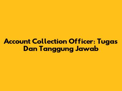 Account Collection Officer: Tugas Dan Tanggung Jawab