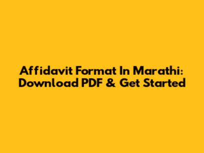 Affidavit Format In Marathi: Download PDF & Get Started