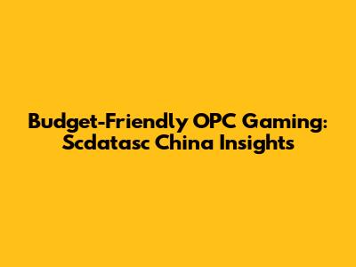 Budget-Friendly OPC Gaming: Scdatasc China Insights