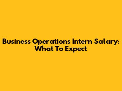 Business Operations Intern Salary: What To Expect