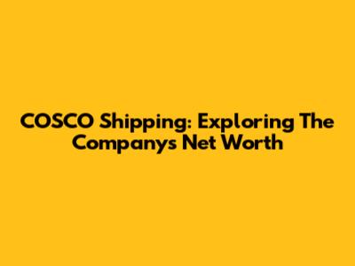 COSCO Shipping: Exploring The Company's Net Worth