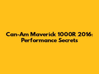 Can-Am Maverick 1000R 2016: Performance Secrets