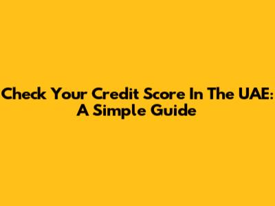 Check Your Credit Score In The UAE: A Simple Guide