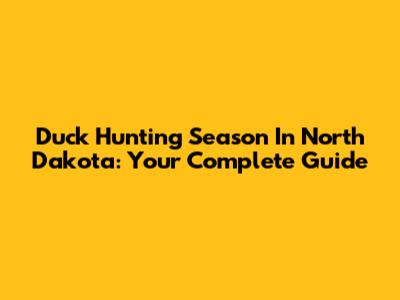 Duck Hunting Season In North Dakota: Your Complete Guide