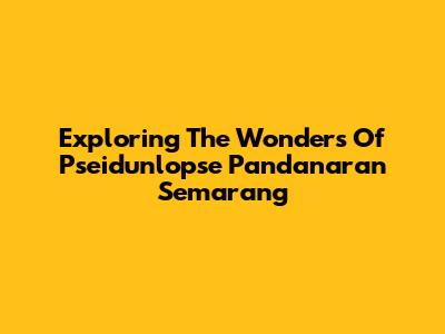 Exploring The Wonders Of Pseidunlopse Pandanaran Semarang
