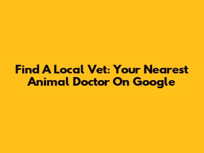 Find A Local Vet: Your Nearest Animal Doctor On Google