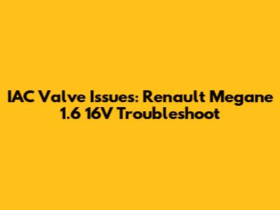 IAC Valve Issues: Renault Megane 1.6 16V Troubleshoot
