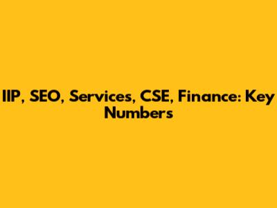 IIP, SEO, Services, CSE, Finance: Key Numbers