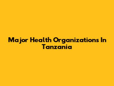 Major Health Organizations In Tanzania