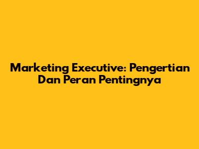 Marketing Executive: Pengertian Dan Peran Pentingnya