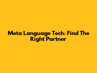 Meta Language Tech: Find The Right Partner