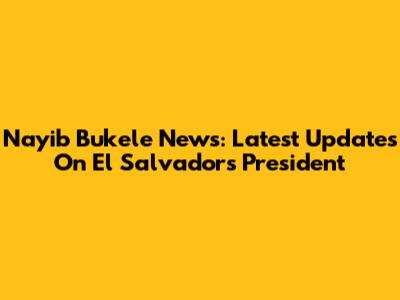 Nayib Bukele News: Latest Updates On El Salvador's President