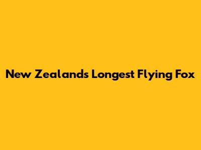 New Zealand's Longest Flying Fox