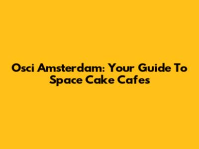 Osci Amsterdam: Your Guide To Space Cake Cafes
