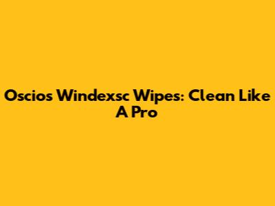 Oscios Windexsc Wipes: Clean Like A Pro