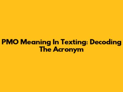 PMO Meaning In Texting: Decoding The Acronym