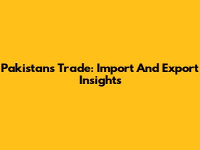 Pakistan's Trade: Import And Export Insights