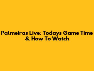 Palmeiras Live: Today's Game Time & How To Watch