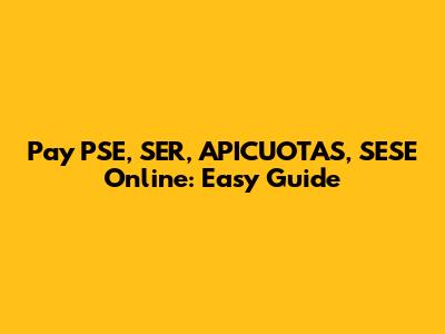 Pay PSE, SER, APICUOTAS, SESE Online: Easy Guide