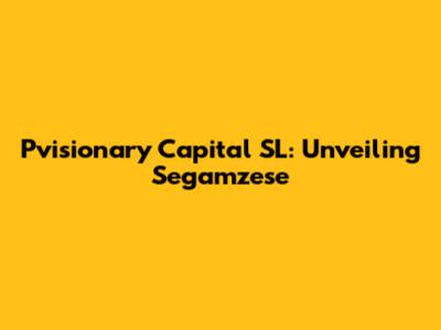 Pvisionary Capital SL: Unveiling Segamzese