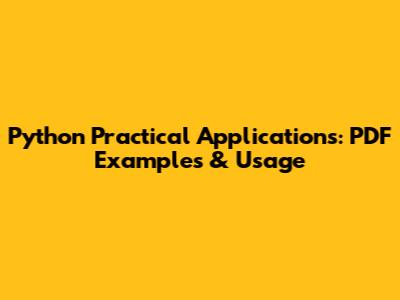 Python Practical Applications: PDF Examples & Usage