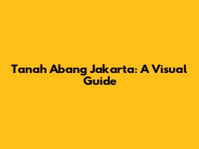 Tanah Abang Jakarta: A Visual Guide