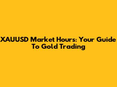 XAUUSD Market Hours: Your Guide To Gold Trading
