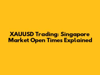 XAUUSD Trading: Singapore Market Open Times Explained