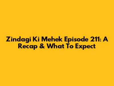 Zindagi Ki Mehek Episode 211: A Recap & What To Expect